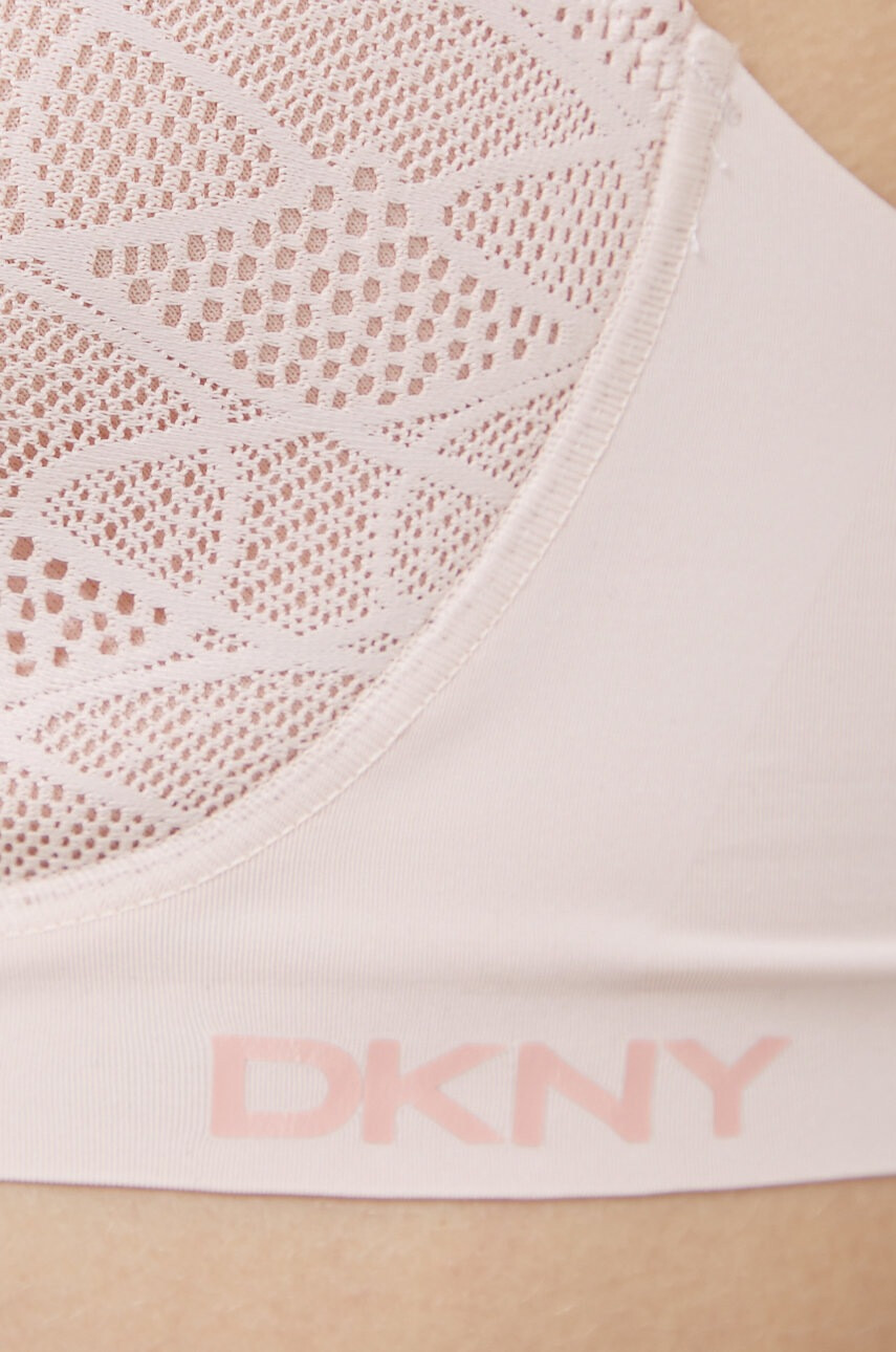 DKNY Сутиен в розово от дантела с изчистен дизайн - Pepit.bg