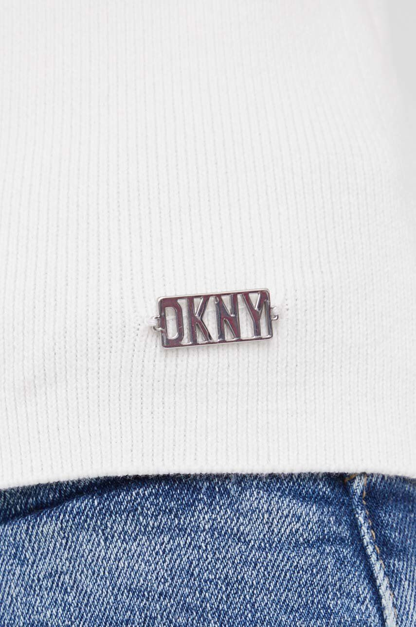 DKNY Топ дамски в бежово с ниско поло - Pepit.bg