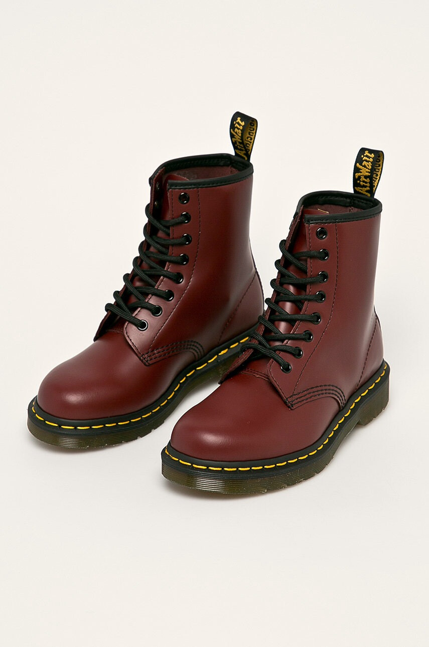 Dr. Martens Кожени кубинки 1460 в бордо с платформа - Pepit.bg