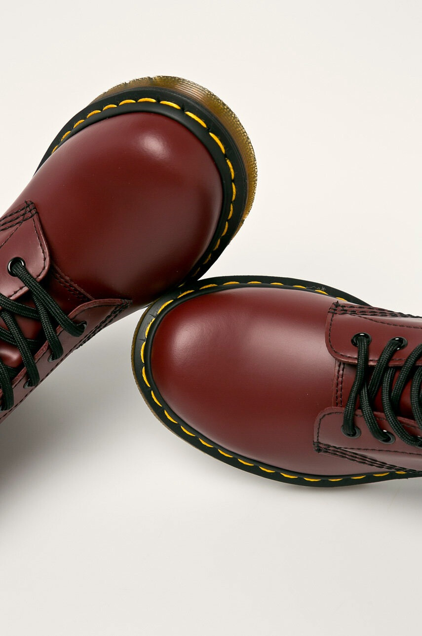 Dr. Martens Кожени кубинки 1460 в бордо с платформа - Pepit.bg