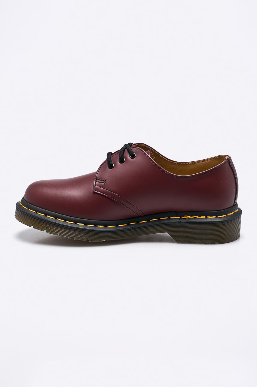 Dr. Martens Кожени половинки обувки в бордо с равна подметка - Pepit.bg