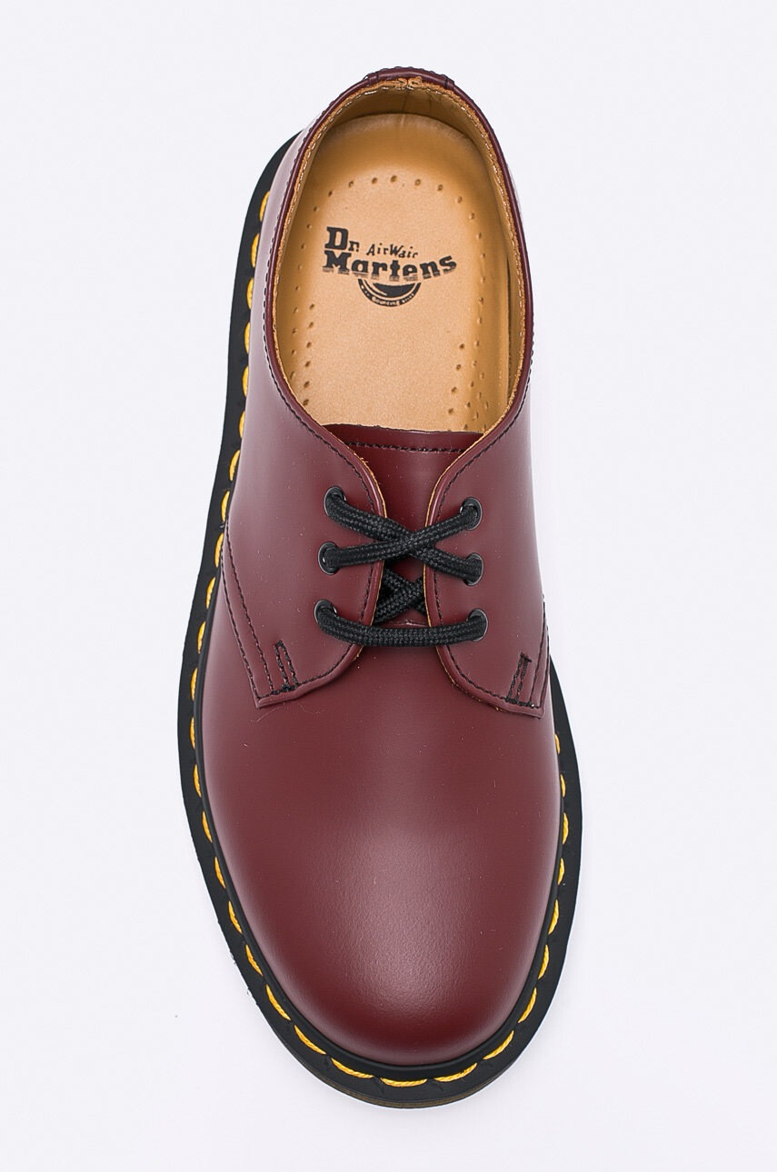 Dr. Martens Кожени половинки обувки в бордо с равна подметка - Pepit.bg