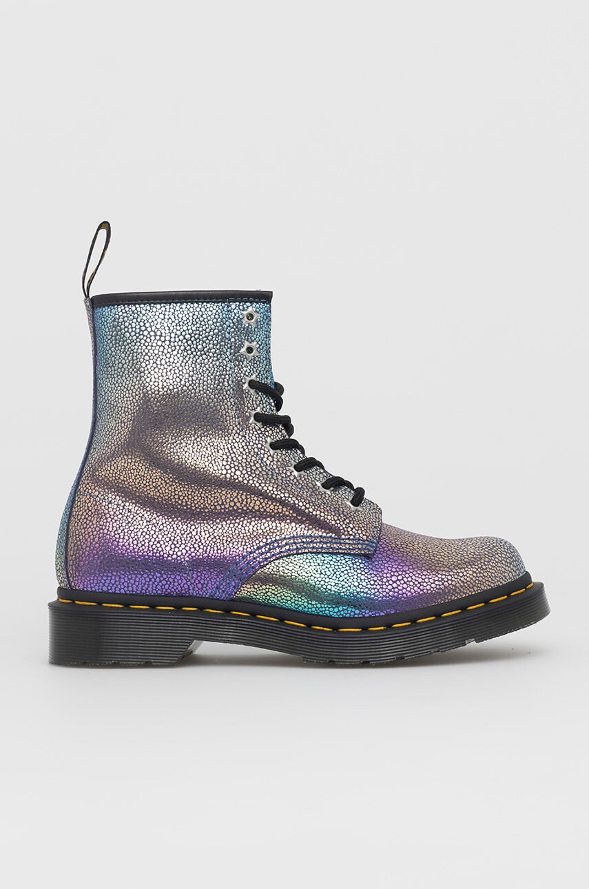 Dr. Martens Кожени боти 1460 дамски в лилаво с равна подметка - Pepit.bg
