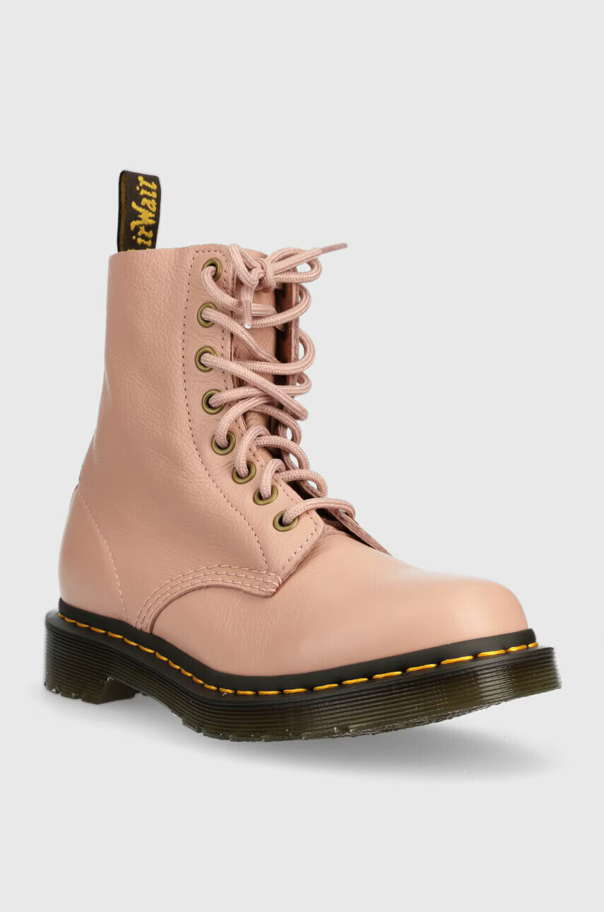 Dr. Martens Кожени боти 1460 Pascal в розово с равна подметка - Pepit.bg