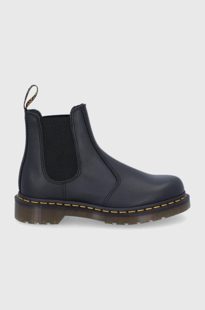 Dr. Martens Кожени боти челси 2976 дамски в черно с равна подметка - Pepit.bg