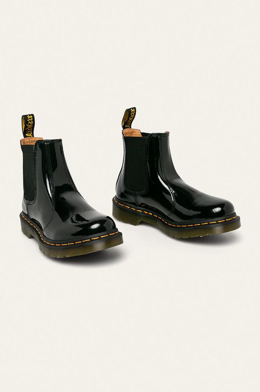 Dr. Martens Кожени боти челси 2976 в черно с равна подметка - Pepit.bg
