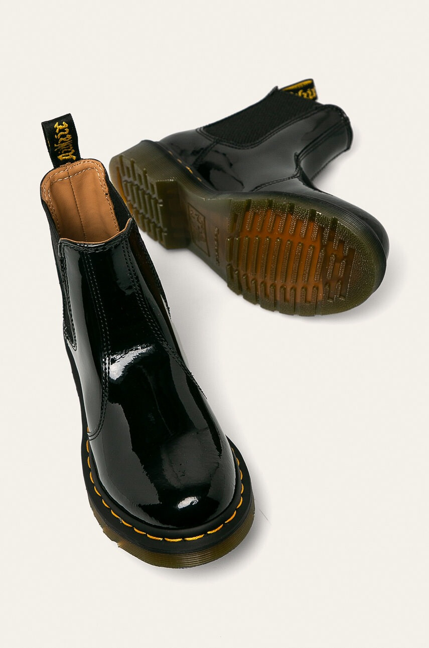 Dr. Martens Кожени боти челси 2976 в черно с равна подметка - Pepit.bg