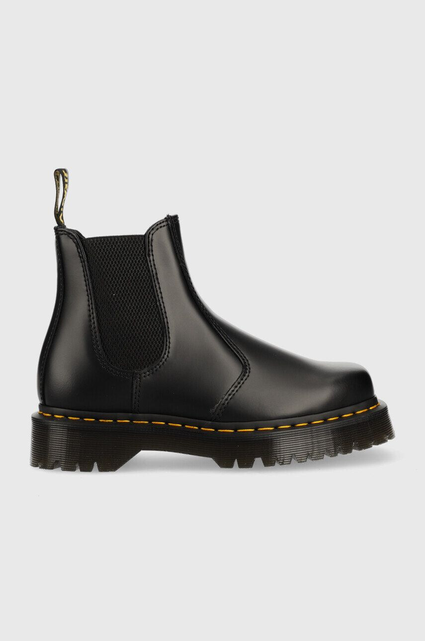 Dr. Martens Кожени боти челси 2976 Bex Squared в черно с равна подметка - Pepit.bg