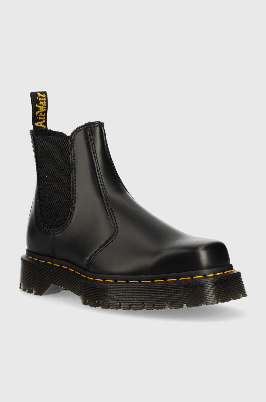 Dr. Martens Кожени боти челси 2976 Bex Squared в черно с равна подметка - Pepit.bg