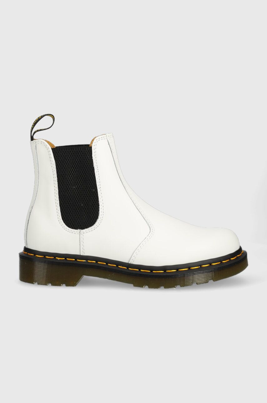 Dr. Martens Кожени боти челси 2976 YS в бяло с платформа - Pepit.bg