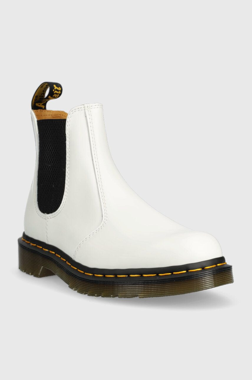 Dr. Martens Кожени боти челси 2976 YS в бяло с платформа - Pepit.bg