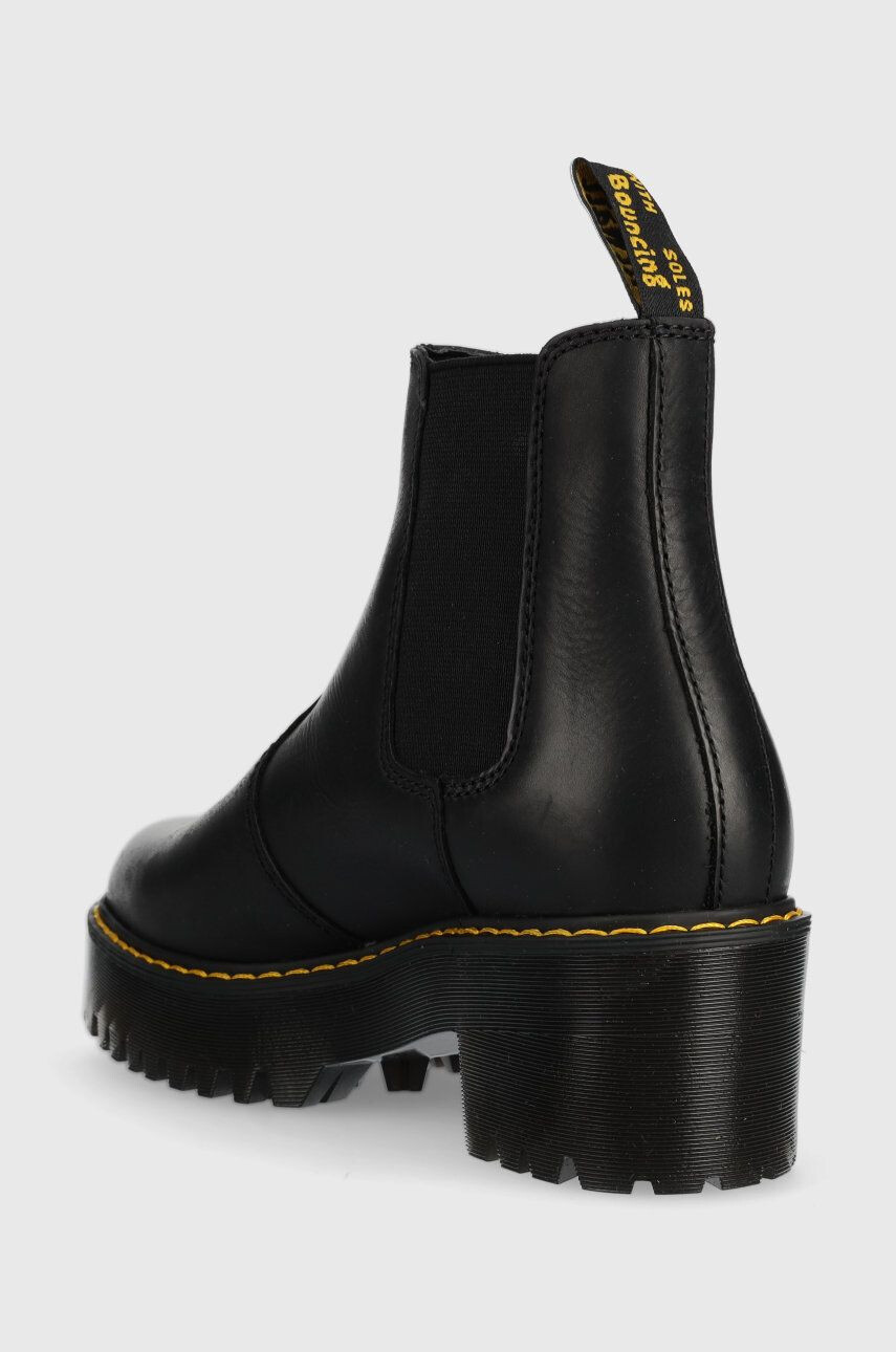 Dr. Martens Кожени боти челси Rometty в черно с висок ток - Pepit.bg