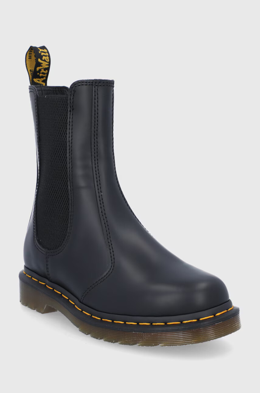 Dr. Martens Кожени боти челси дамски в черно с равна подметка - Pepit.bg
