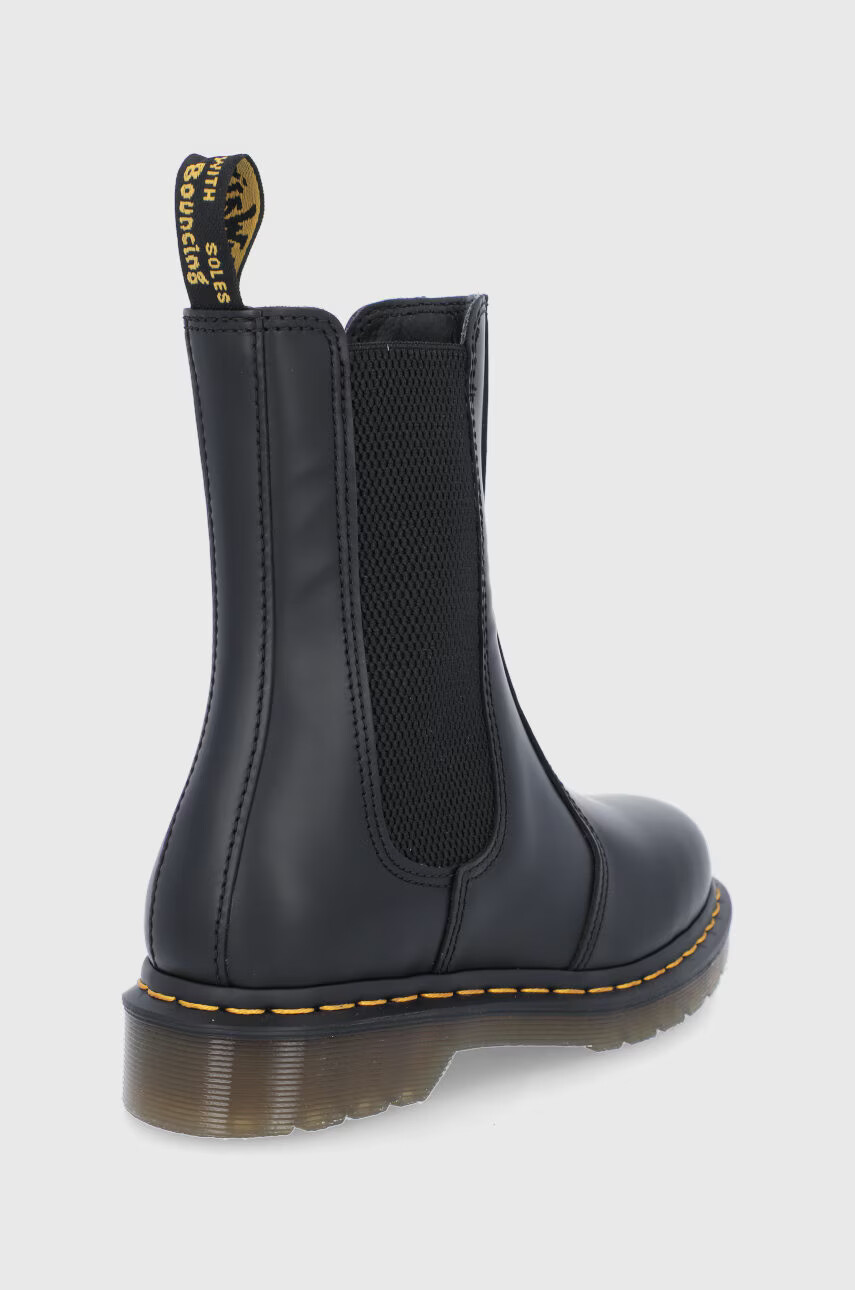 Dr. Martens Кожени боти челси дамски в черно с равна подметка - Pepit.bg