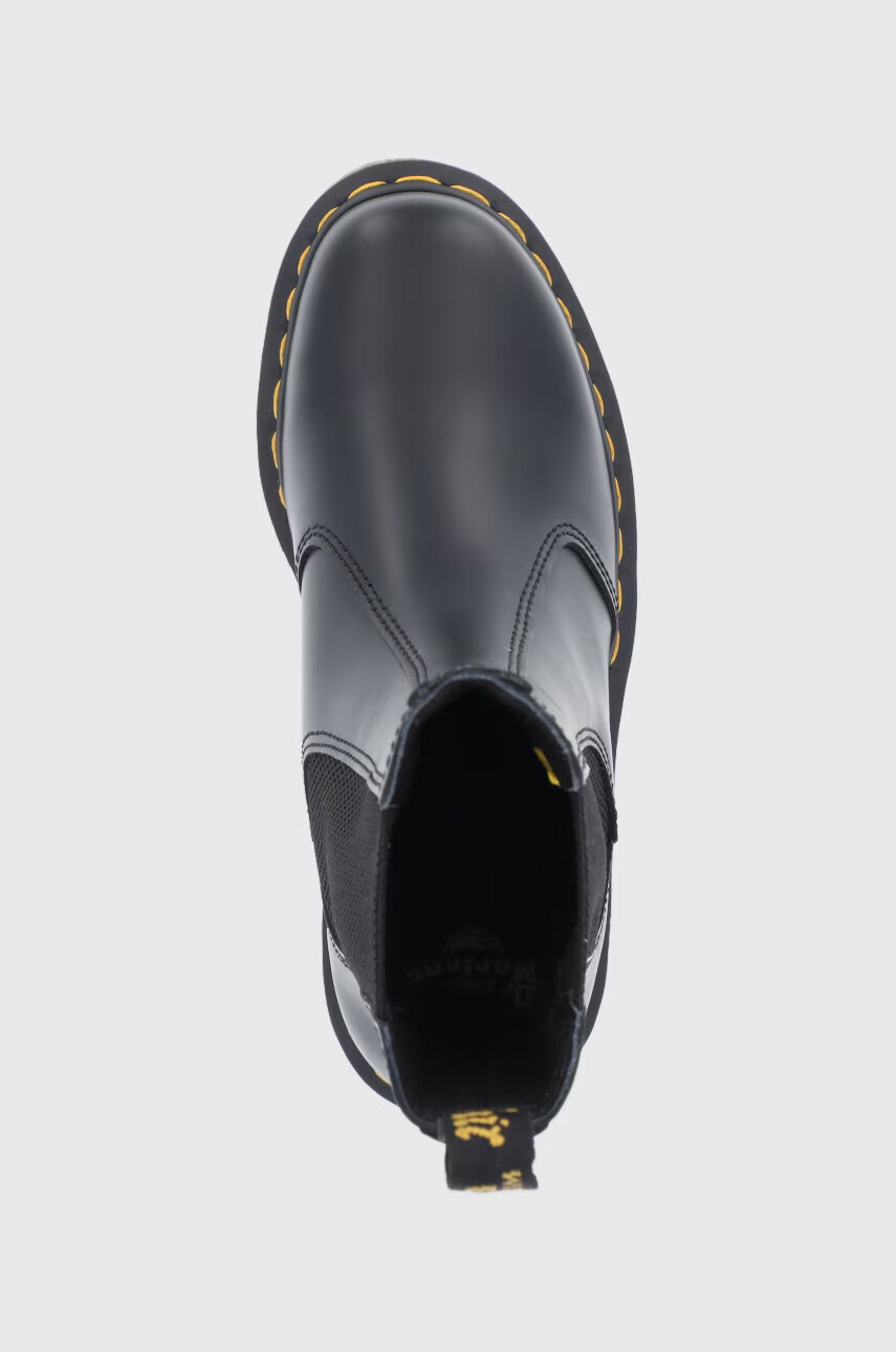 Dr. Martens Кожени боти челси дамски в черно с равна подметка - Pepit.bg