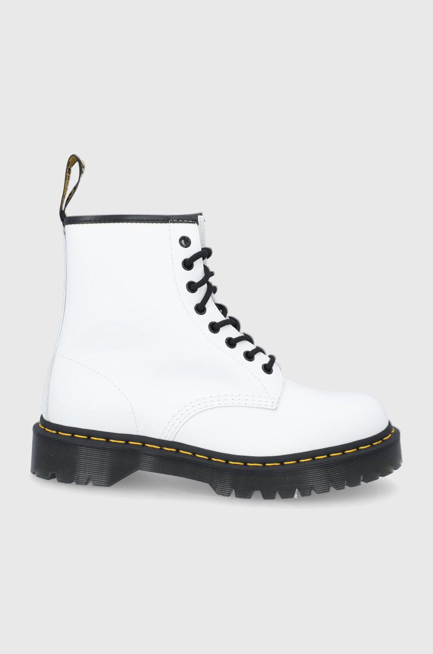 Dr. Martens Кожени кубинки 1460 Bex дамски в бяло с равна подметка - Pepit.bg