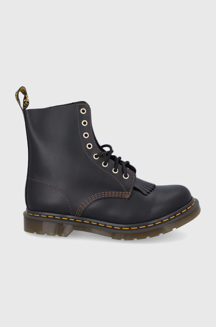Dr. Martens Кожени кубинки дамски в черно с равна подметка - Pepit.bg