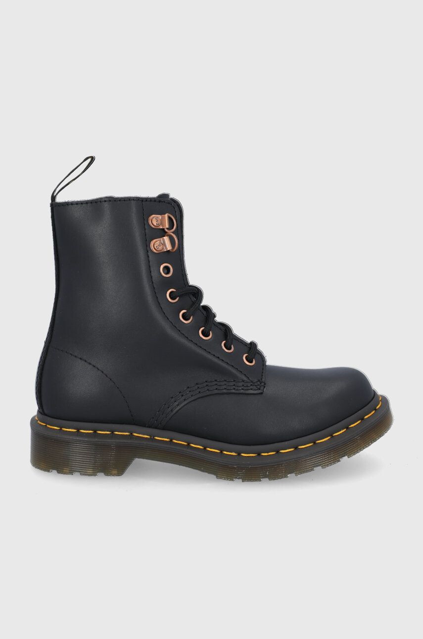 Dr. Martens Кожени кубинки дамски в черно с равна подметка - Pepit.bg