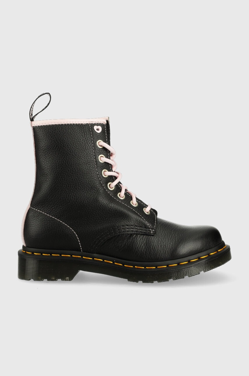 Dr. Martens Кожени кубинки в черно с равна подметка - Pepit.bg