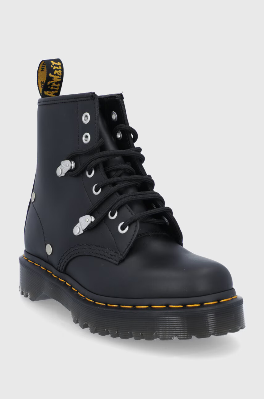 Dr. Martens Кожени кубинки дамски в черно с равна подметка - Pepit.bg
