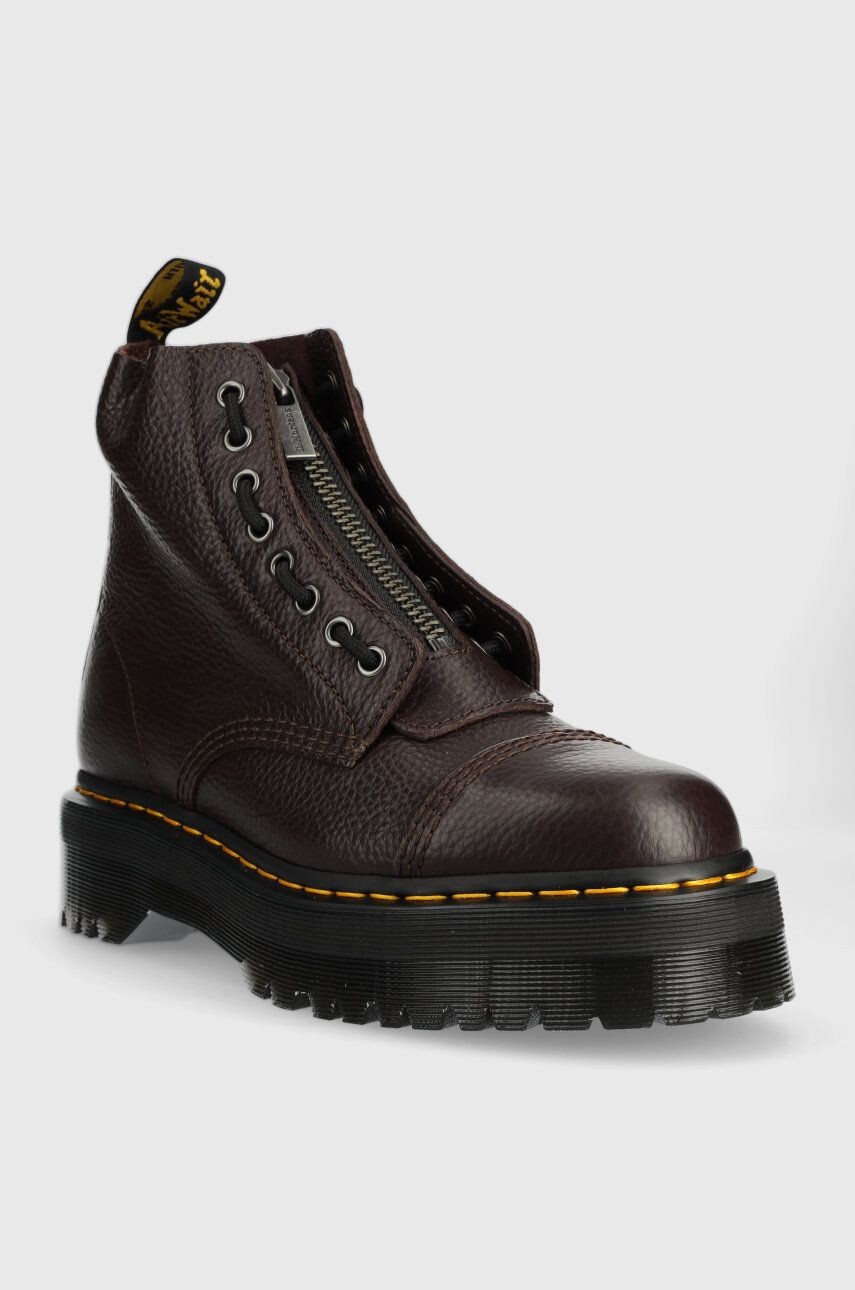 Dr. Martens Кожени кубинки Sinclair в бордо с равна подметка - Pepit.bg