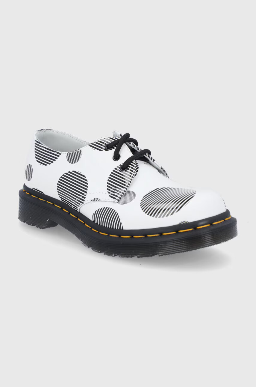 Dr. Martens Кожени половинки обувки 1461 дамски в бяло с равна подметка - Pepit.bg