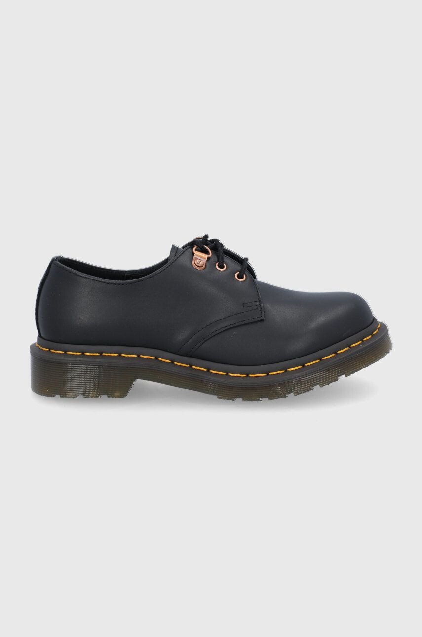 Dr. Martens Кожени половинки обувки дамски в черно с равна подметка - Pepit.bg