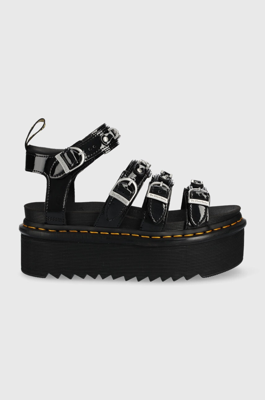 Dr. Martens Кожени сандали в черно с платформа - Pepit.bg