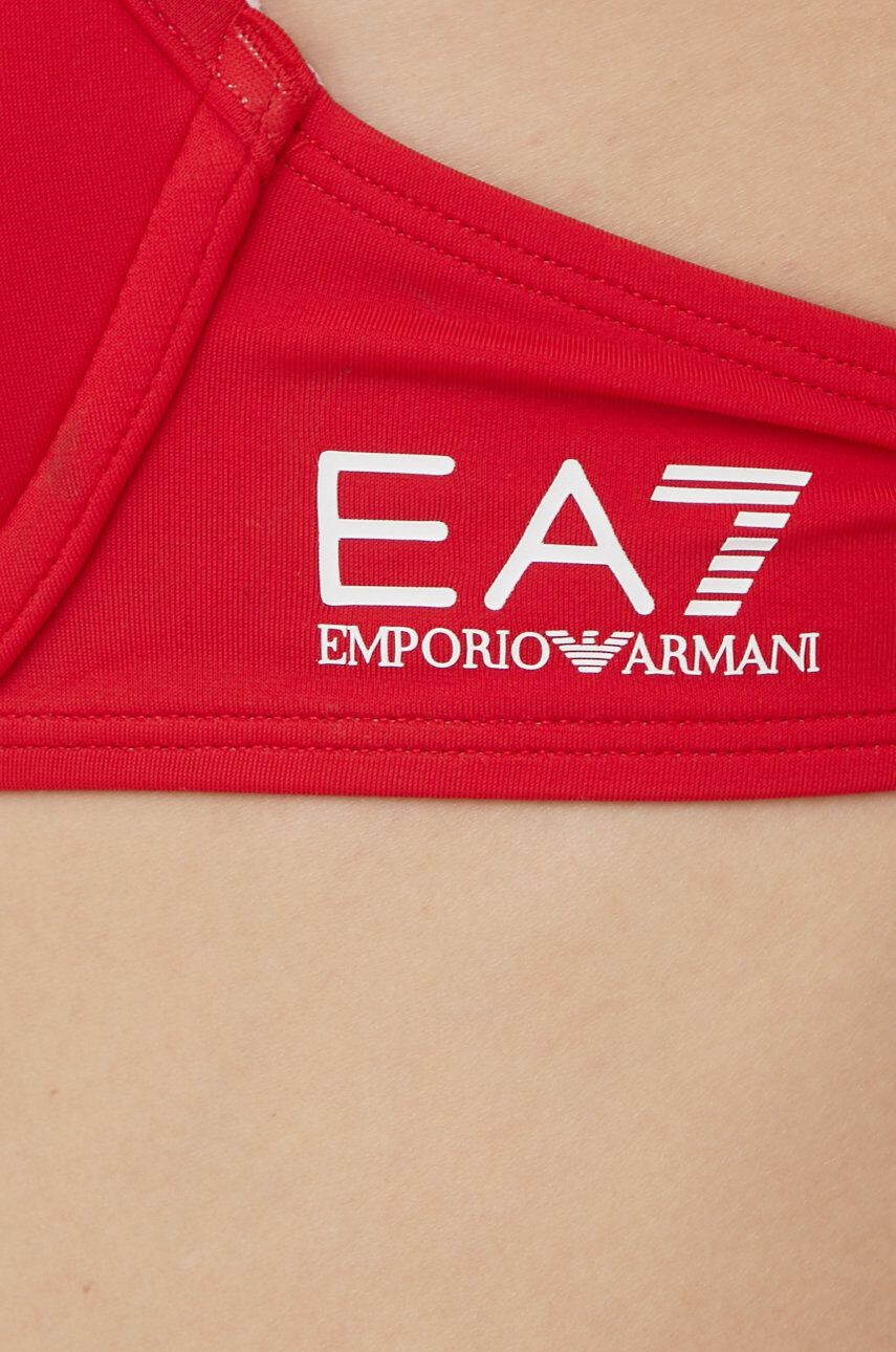 EA7 Emporio Armani Бански от две части в червено с леко подплатена чашка - Pepit.bg