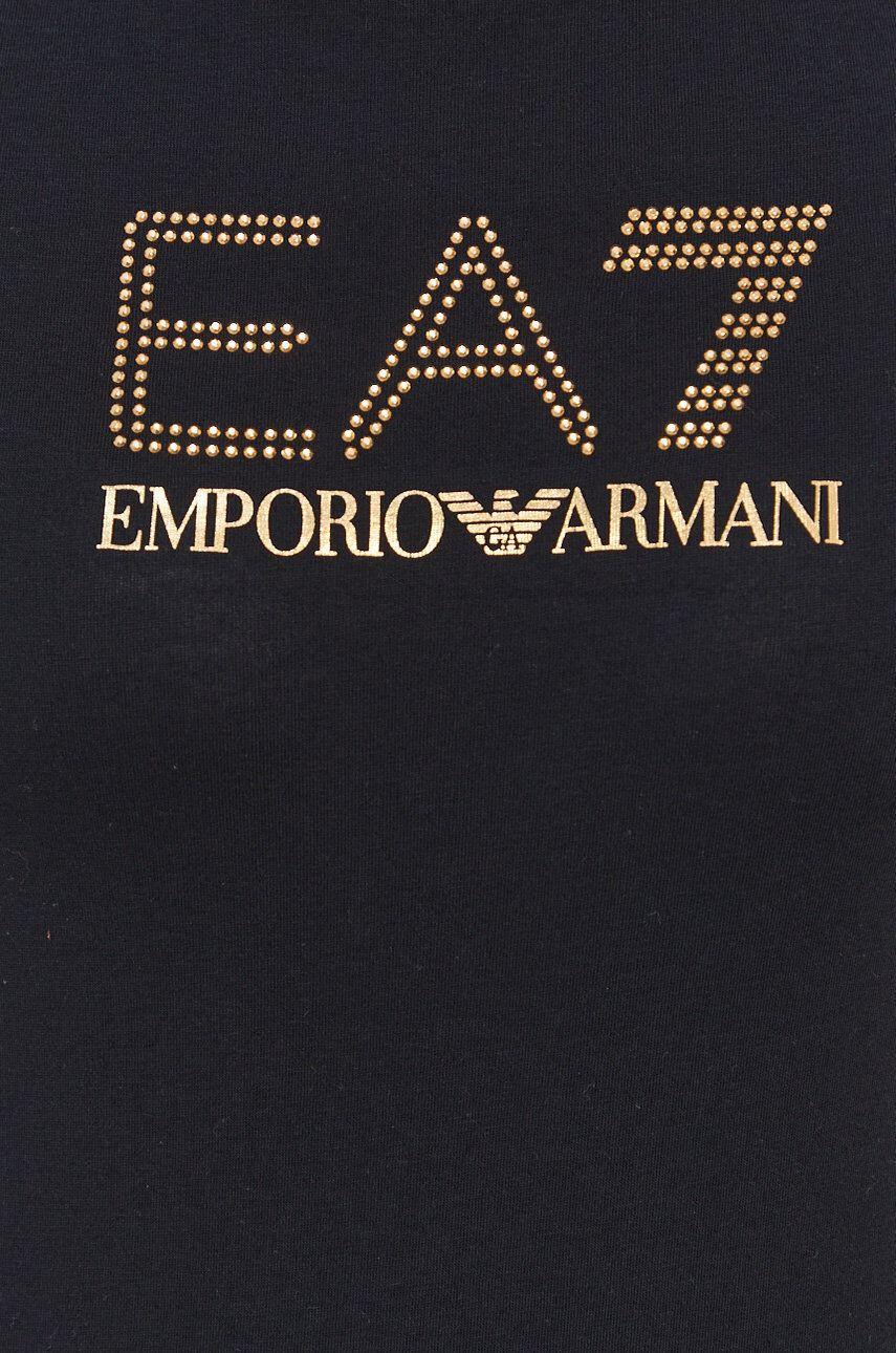 EA7 Emporio Armani Блуза с дълги ръкави в тъмносиньо с принт - Pepit.bg