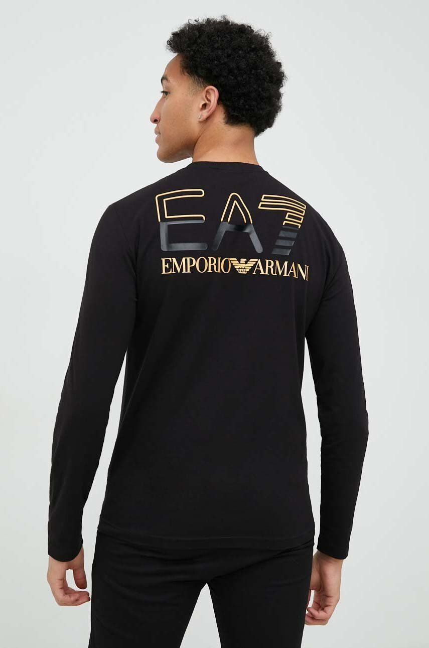 EA7 Emporio Armani Блуза с дълги ръкави в черно с принт - Pepit.bg