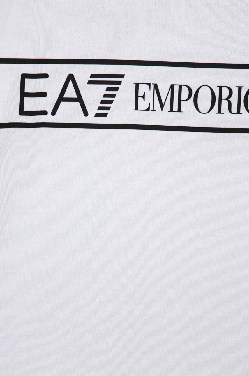 EA7 Emporio Armani Детска памучна тениска в бяло с принт - Pepit.bg