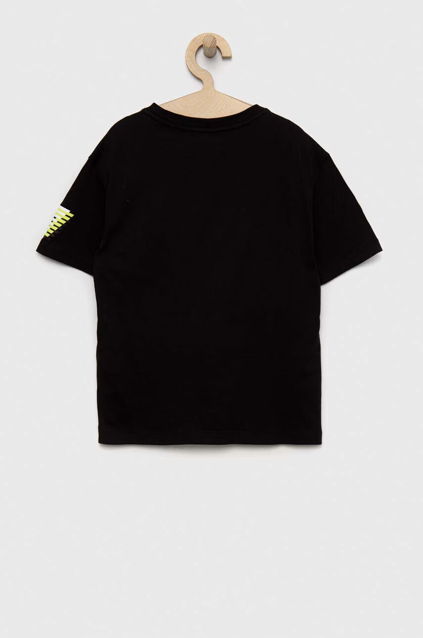 EA7 Emporio Armani Детска памучна тениска в черно с принт - Pepit.bg
