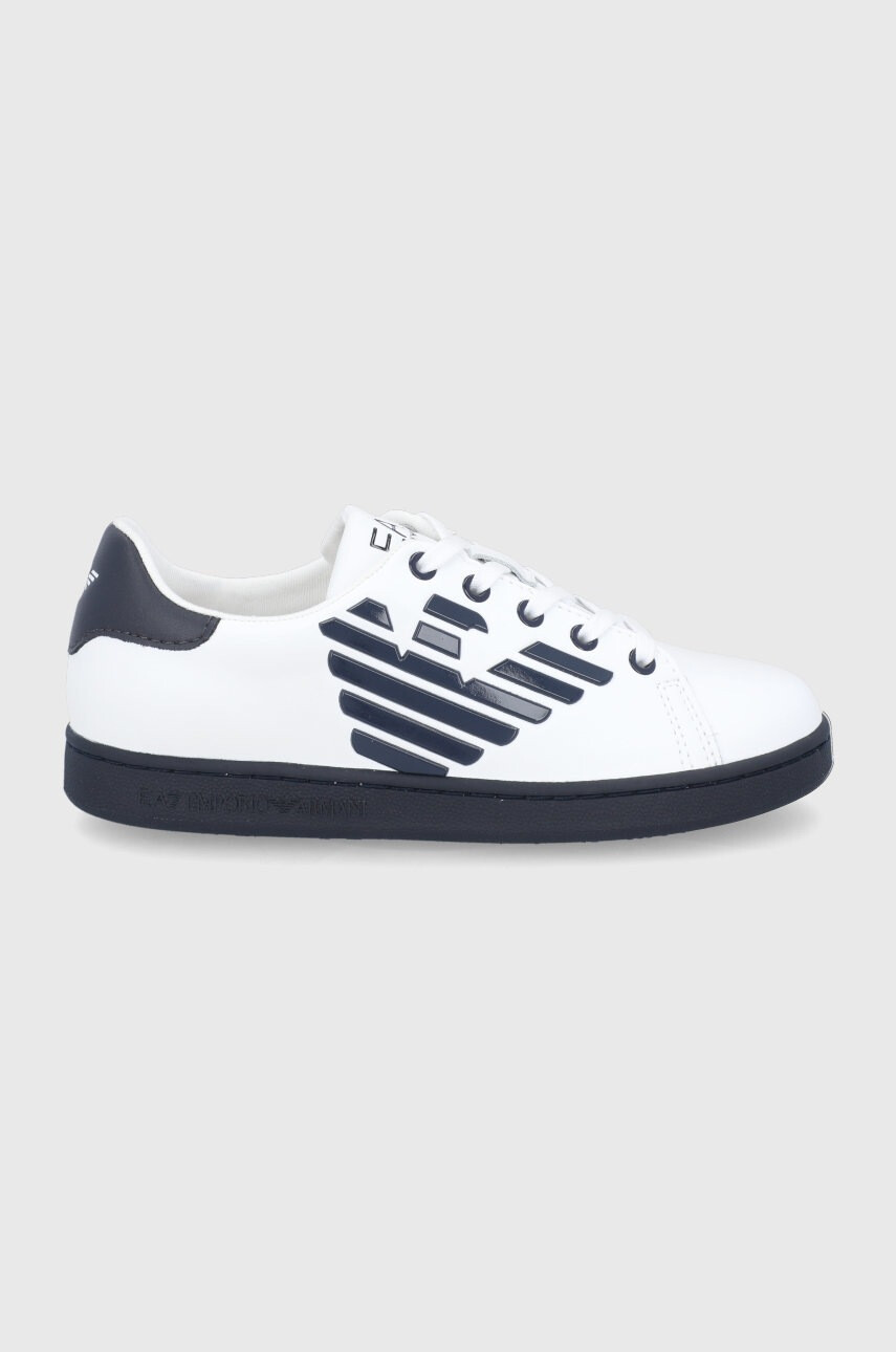 EA7 Emporio Armani Детски кожени обувки в бяло - Pepit.bg
