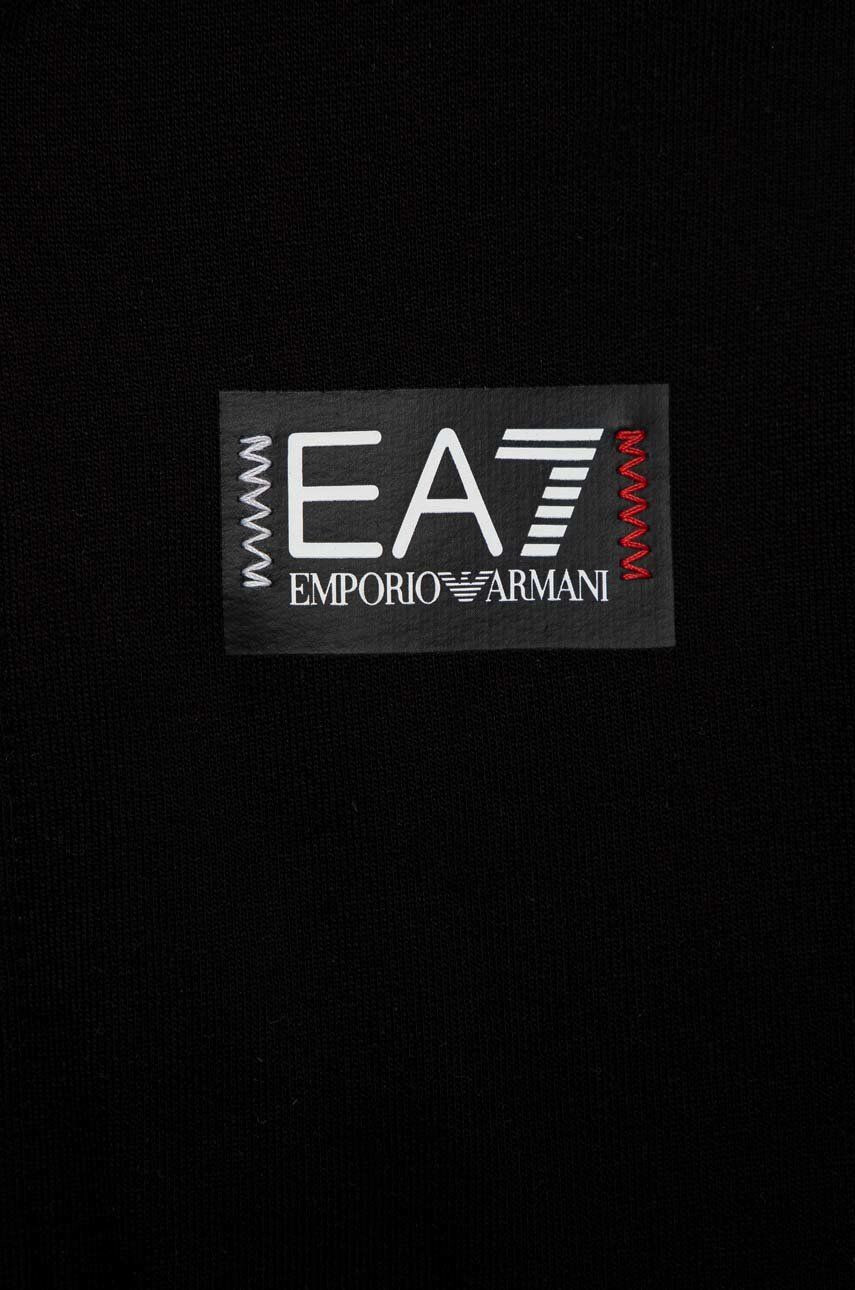 EA7 Emporio Armani Детски памучен суичър в черно с принт - Pepit.bg