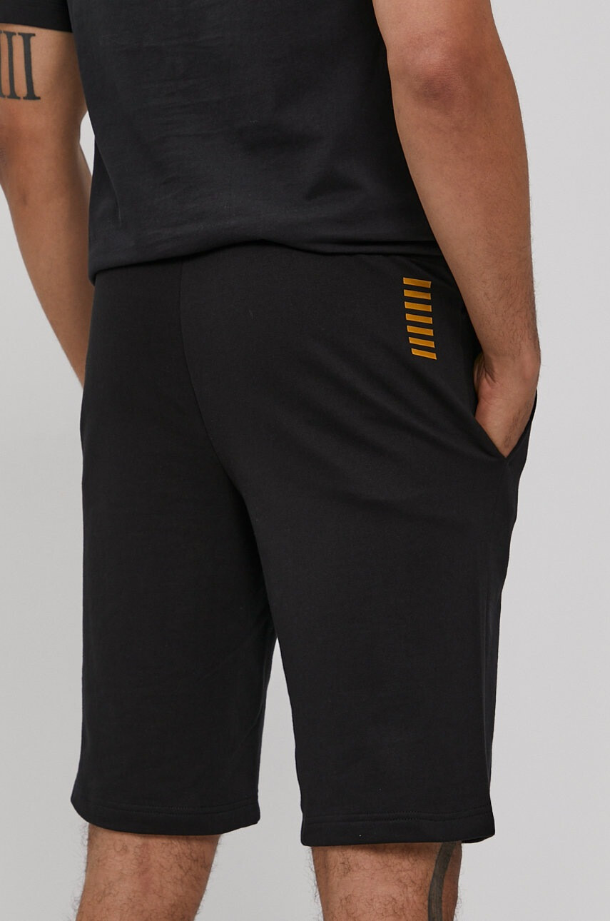EA7 Emporio Armani Памучен къс панталон в черно - Pepit.bg