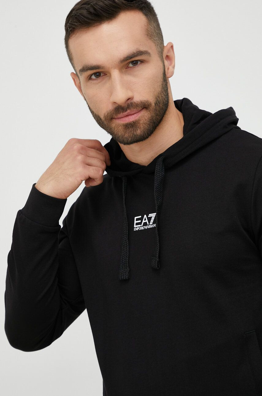 EA7 Emporio Armani Памучен анцуг мъжки в черно - Pepit.bg