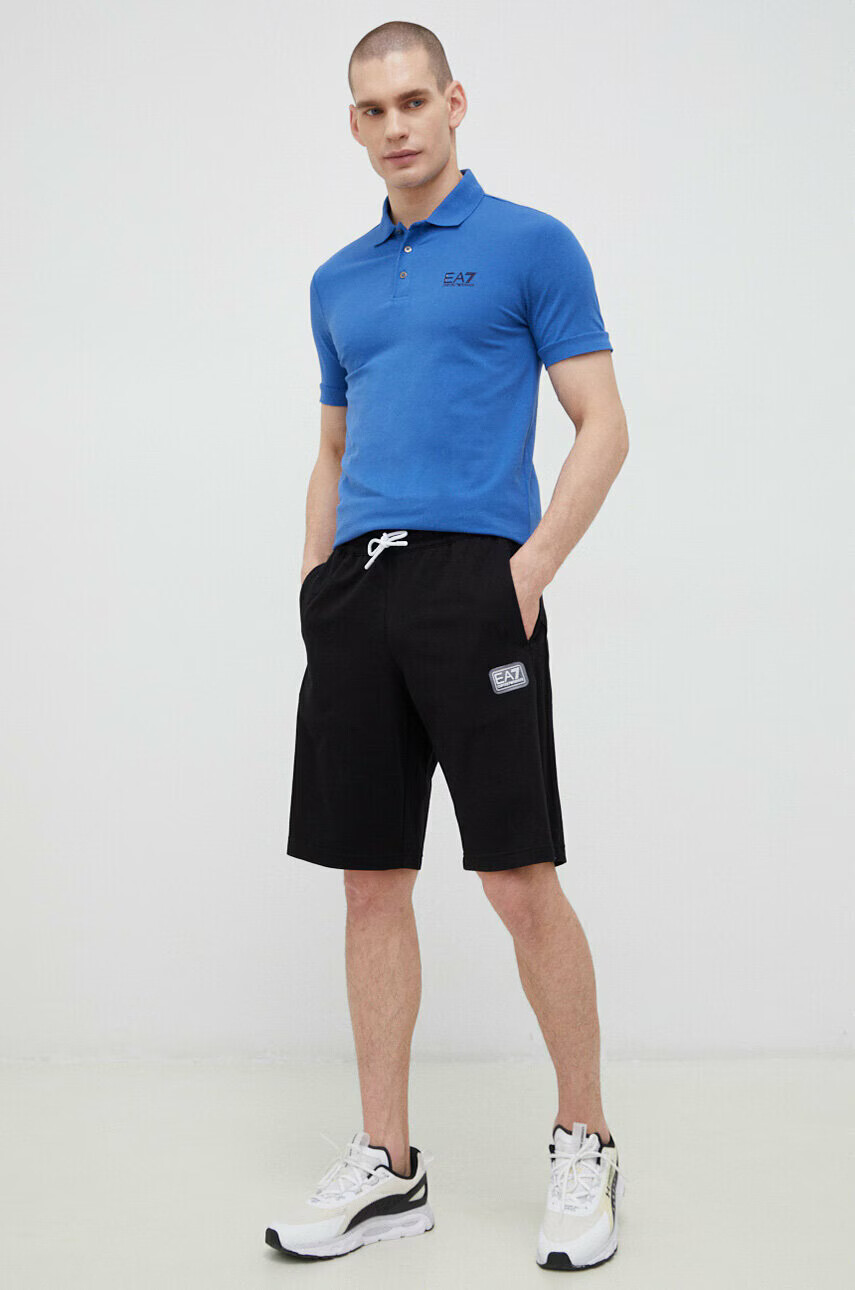 EA7 Emporio Armani Памучен къс панталон в черно - Pepit.bg