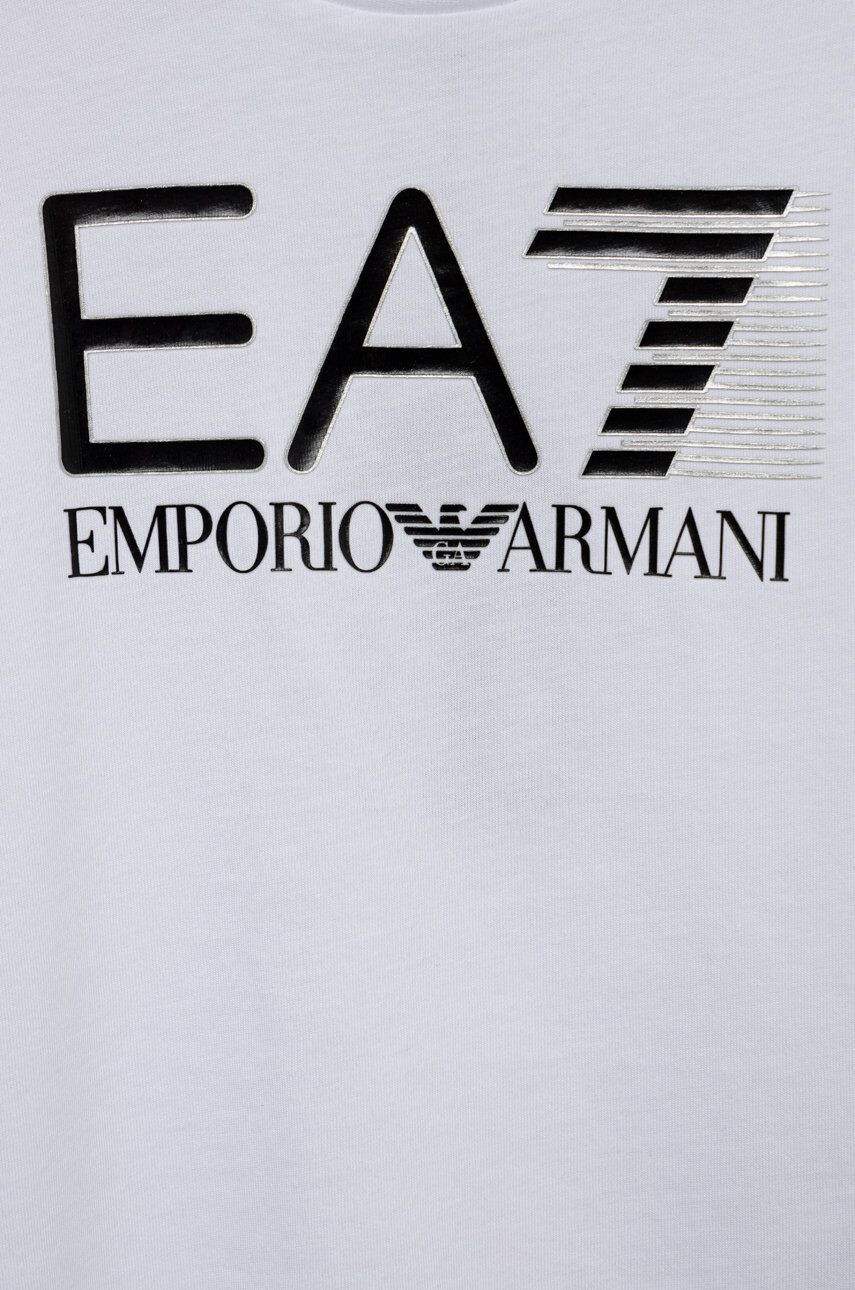 EA7 Emporio Armani Памучна тениска в бяло с принт - Pepit.bg