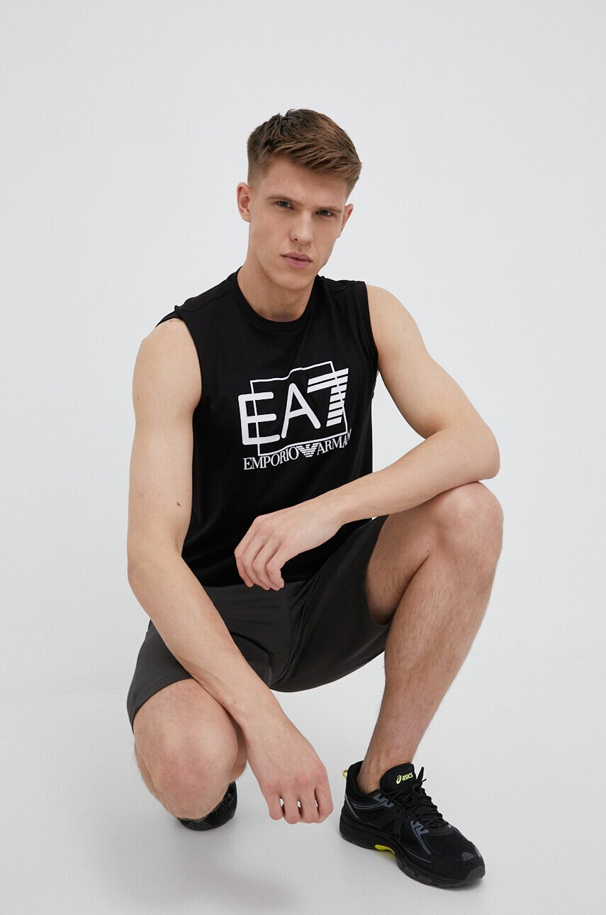 EA7 Emporio Armani Памучна тениска в черно - Pepit.bg