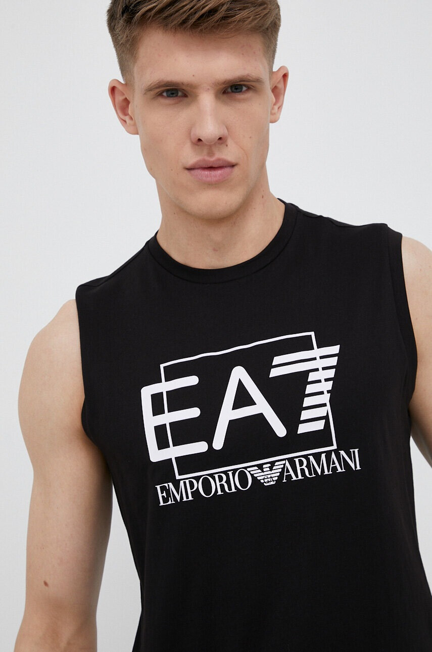 EA7 Emporio Armani Памучна тениска в черно - Pepit.bg