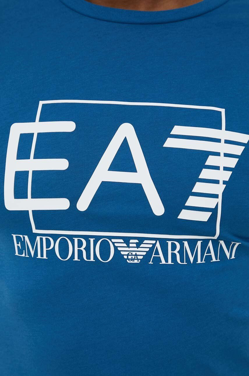 EA7 Emporio Armani Памучна тениска в тъмносиньо с принт - Pepit.bg