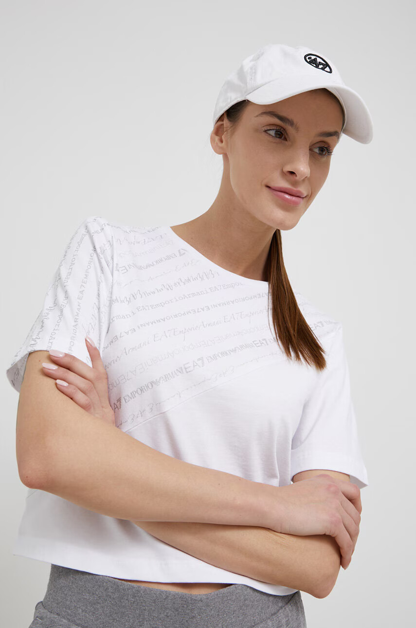 EA7 Emporio Armani Памучна тениска в бяло - Pepit.bg