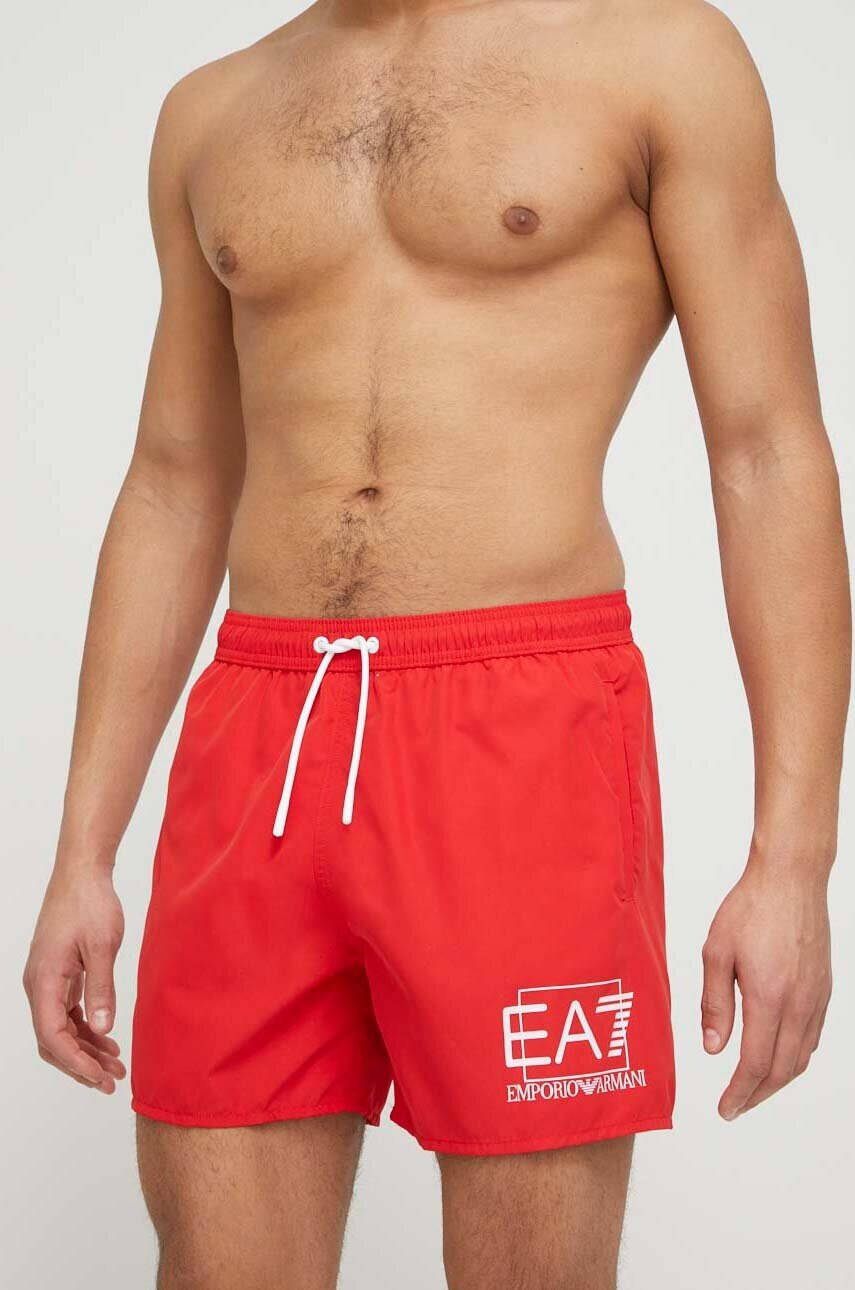EA7 Emporio Armani Плувни шорти в червено - Pepit.bg