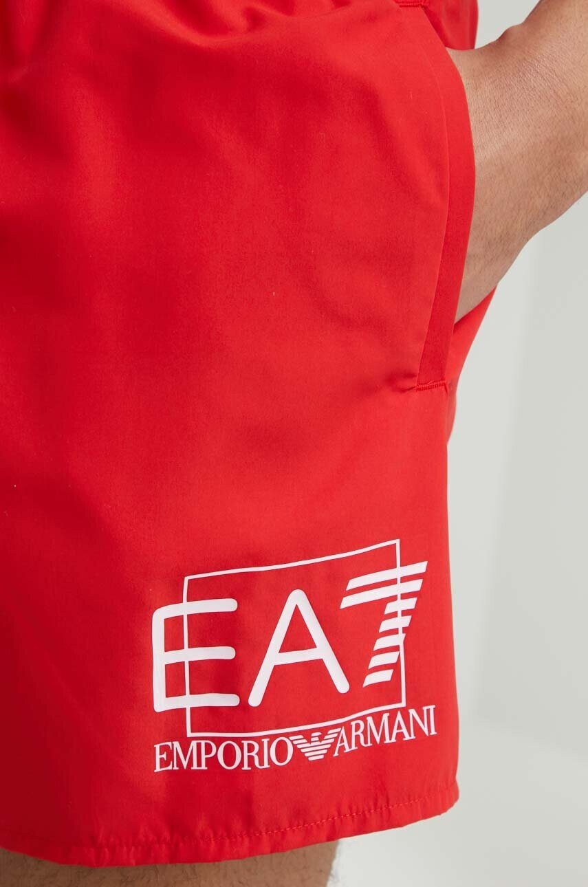 EA7 Emporio Armani Плувни шорти в червено - Pepit.bg