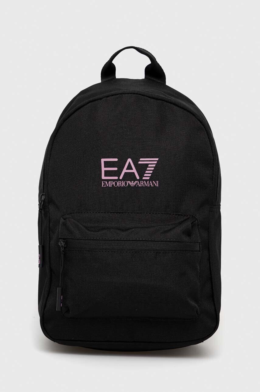 EA7 Emporio Armani Раница в черно малък размер с принт - Pepit.bg