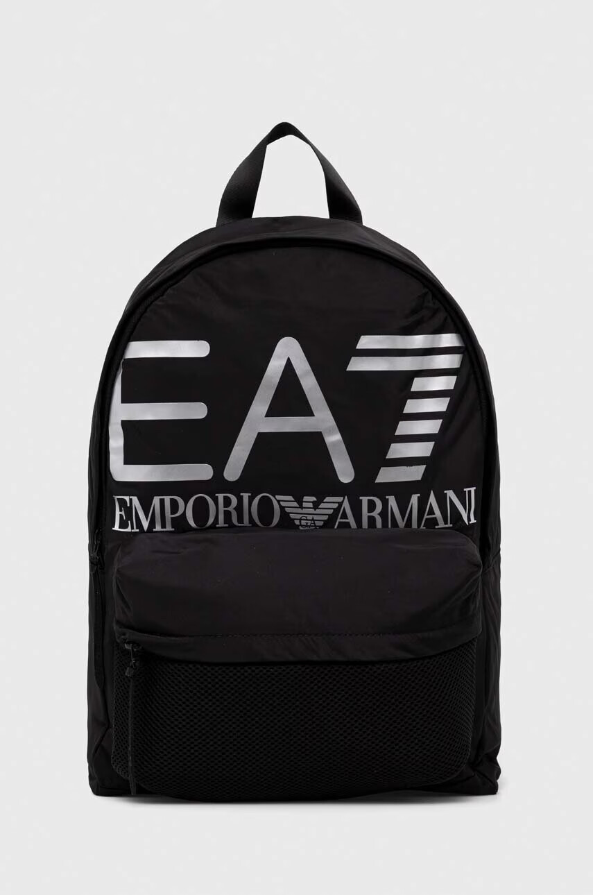 EA7 Emporio Armani Раница в черно голям размер с принт - Pepit.bg