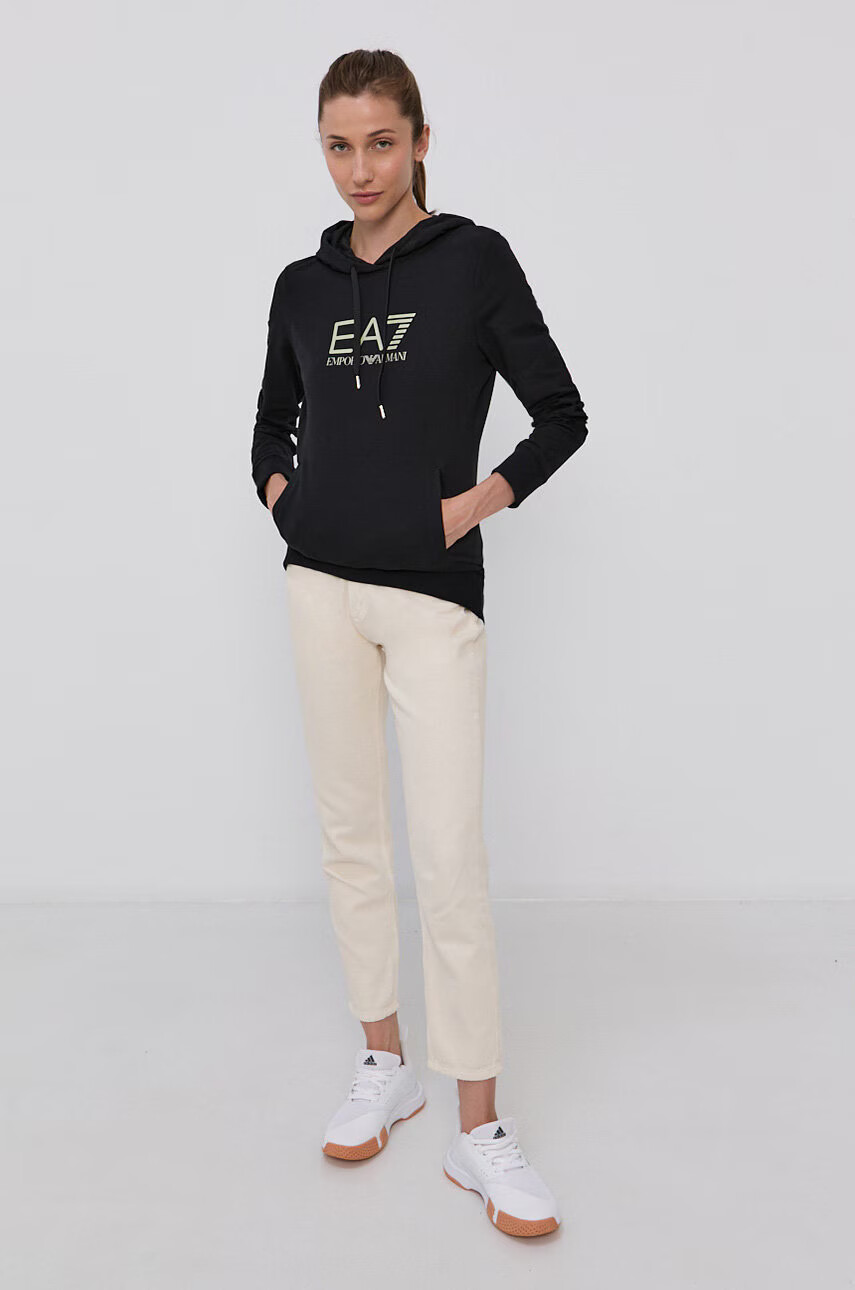 EA7 Emporio Armani Суичър дамски в черно с изчистен дизайн - Pepit.bg