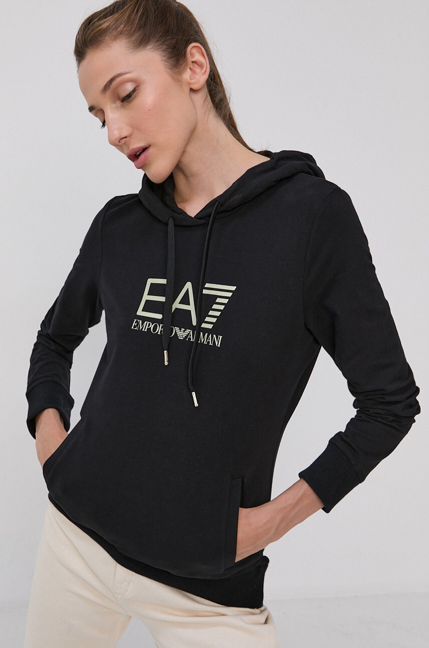 EA7 Emporio Armani Суичър дамски в черно с изчистен дизайн - Pepit.bg
