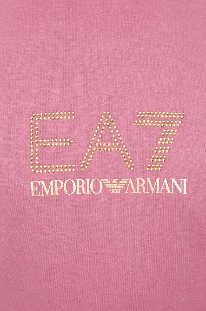 EA7 Emporio Armani Суичър дамски в розово с апликация - Pepit.bg